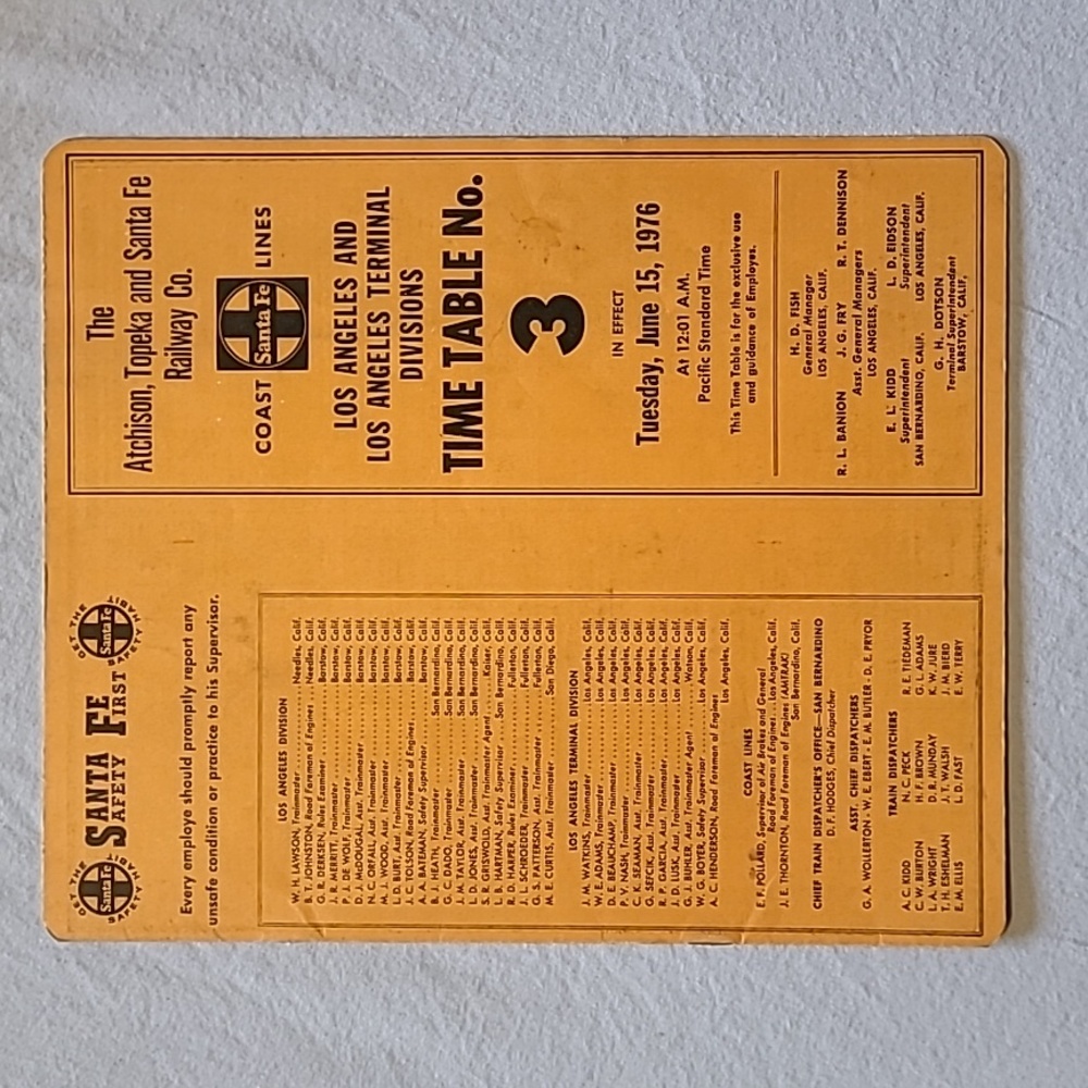 Vintage Railroad Atchison, Topeka & Santa Fe Railway Co. LA Div & Term 1976